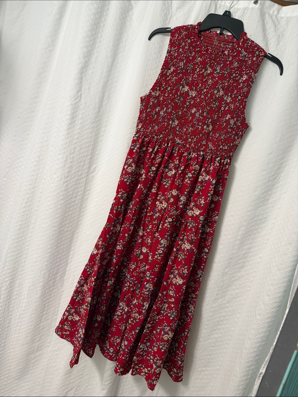 SHEIN Red Floral Smocked Midi Dress Size Large